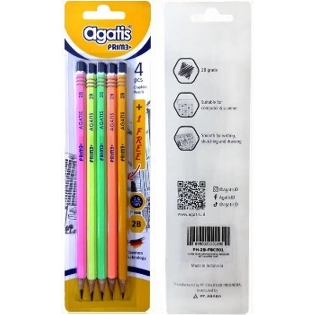

AGATIS PRIME WOOD HEXAGONAL GRAPHITE PENCIL 2B PASTEL / PENSIL 2B 5 PCS