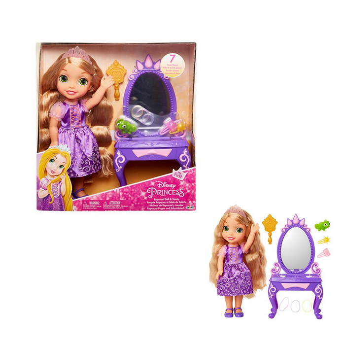 JAKKS Disney Princess Rapunzel Doll & Vanity Mainan Boneka