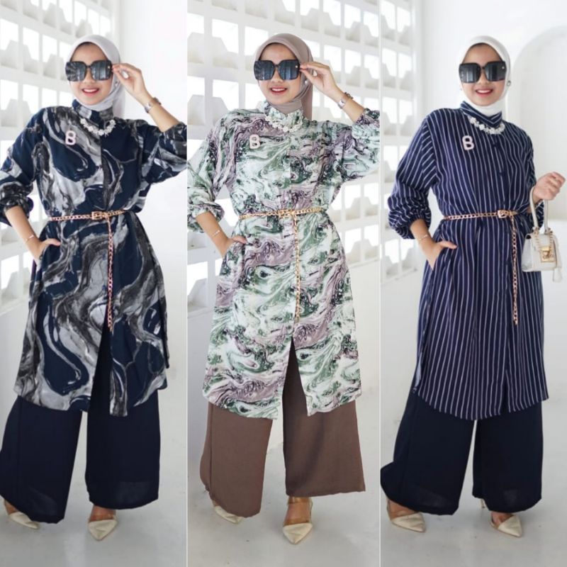 Zalika motif set kulot/one set/Tunik/oneset jumbo/one/Zalika tunik full kancing