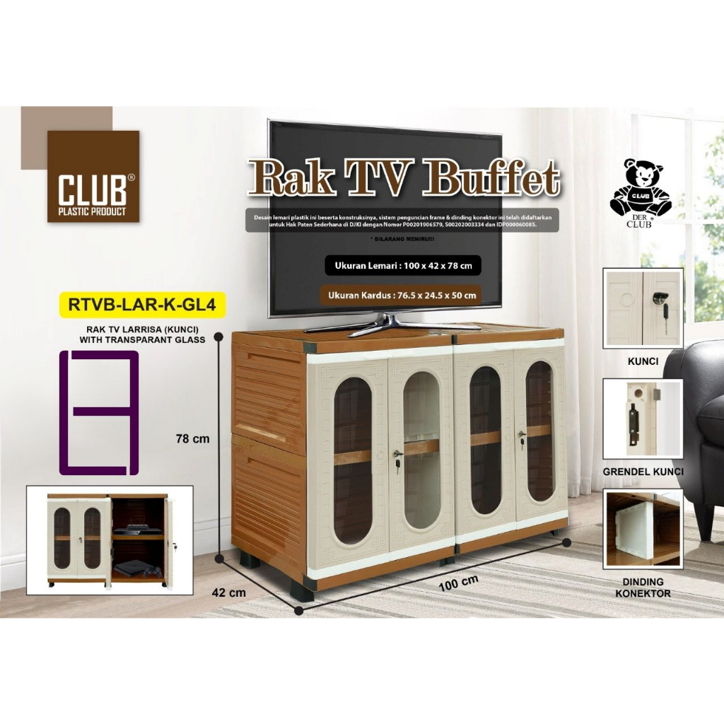 CLUB RAK TV KACA Etalase TV Kabinet TV