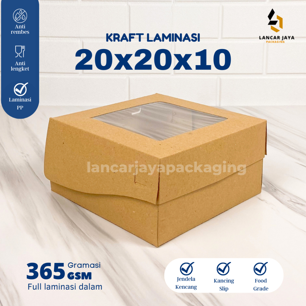 

[350 gsm] Box Tart Kotak Kue Chiffon Cake Pudding Kraft Jendela 20x20x10