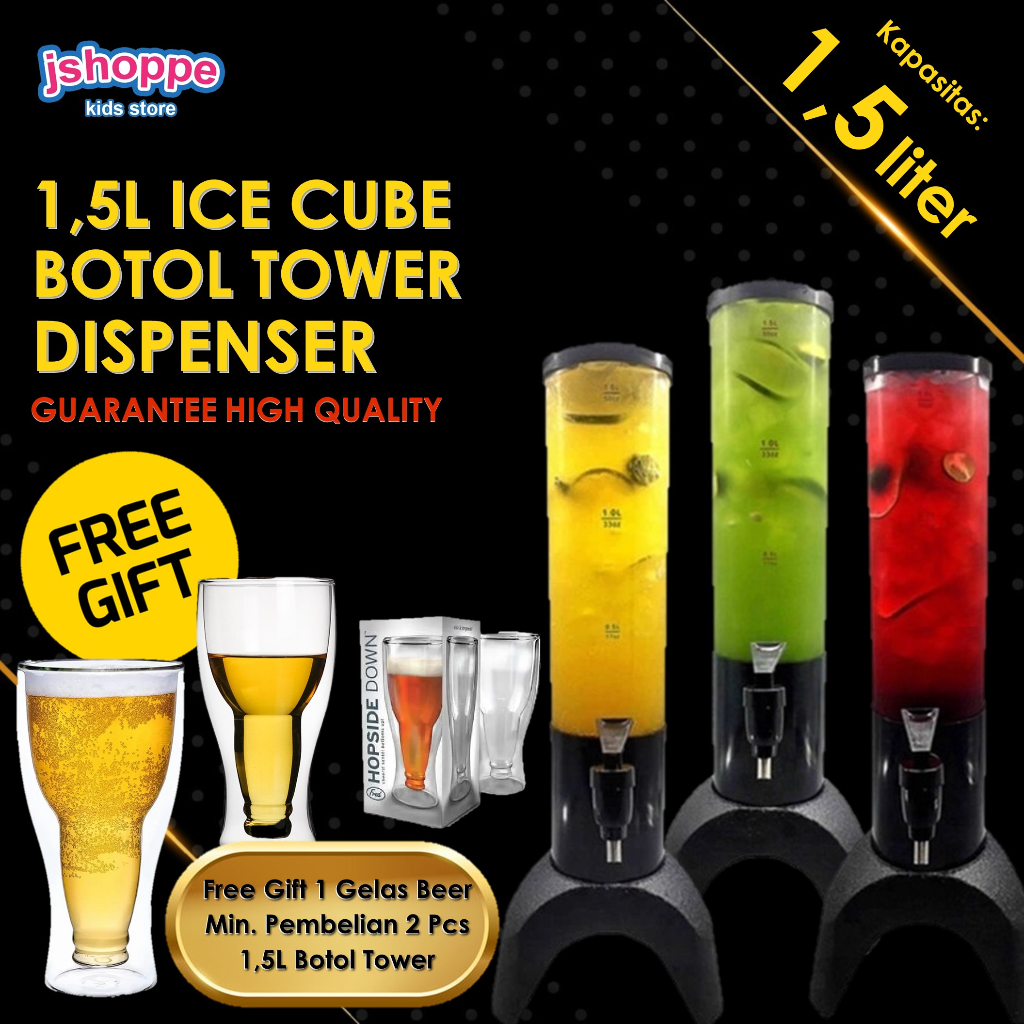 ✅BERGARANSI✅ Botol Tower 1,5 Liter Ice Cube Premium Garansi 1 Bulan Beer Tower Dispenser Ada Lampu L