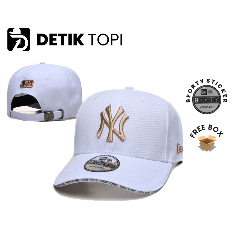 Topi Baseball NY New York Putih Emas White Gold Visor Bordir