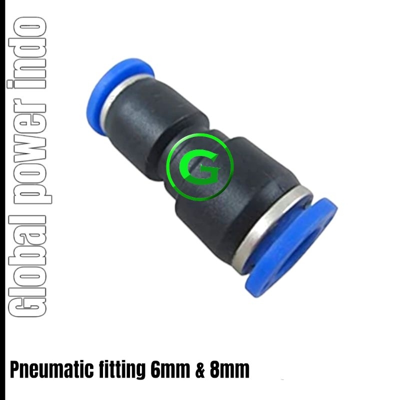 Fitting Pneumatic Reducer 6mm x 8 mm konektor air udara