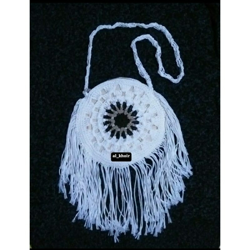 TAS SELEMPANG RAJUT BULAT / TAS BULAT #rajutan #handmade
