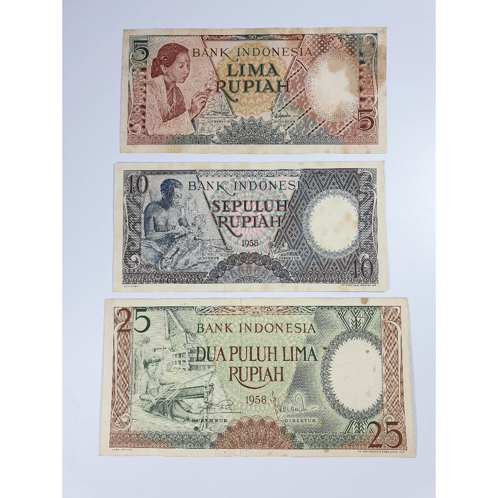 Uang Indonesia Seri Pekerja Set isi 3 lembar Tahun 1958