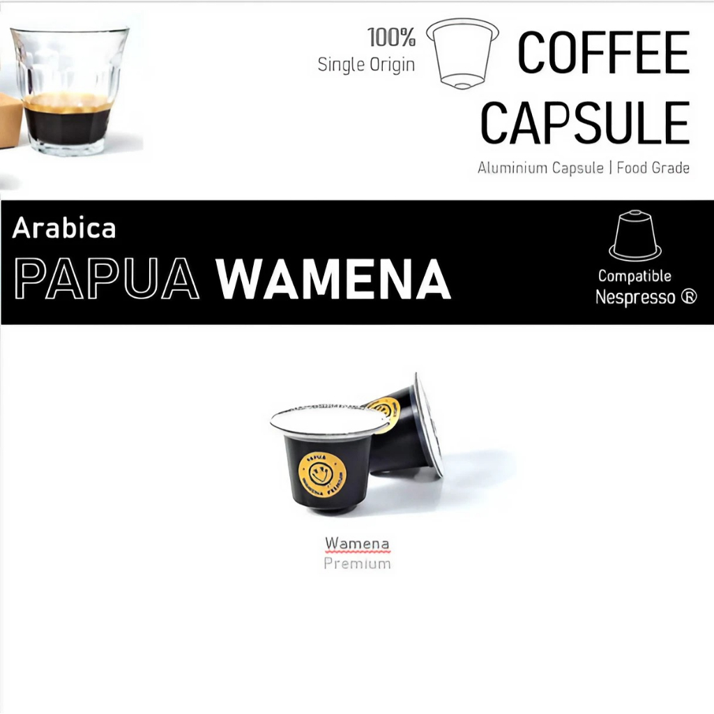 

Kopi Kapsul Arabica Papua Coffee Capsule Nespresso Compatible