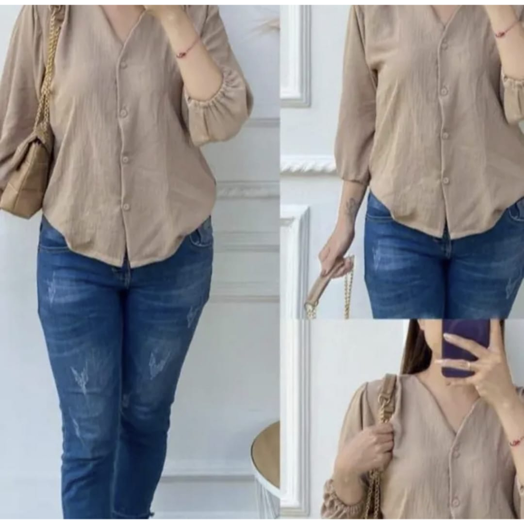 FAVORIT Atasan Wanita Tranding Zora Top/Kemeja Crinkle/Atasan Wanita Casual/Atasan Wanita Terbaru