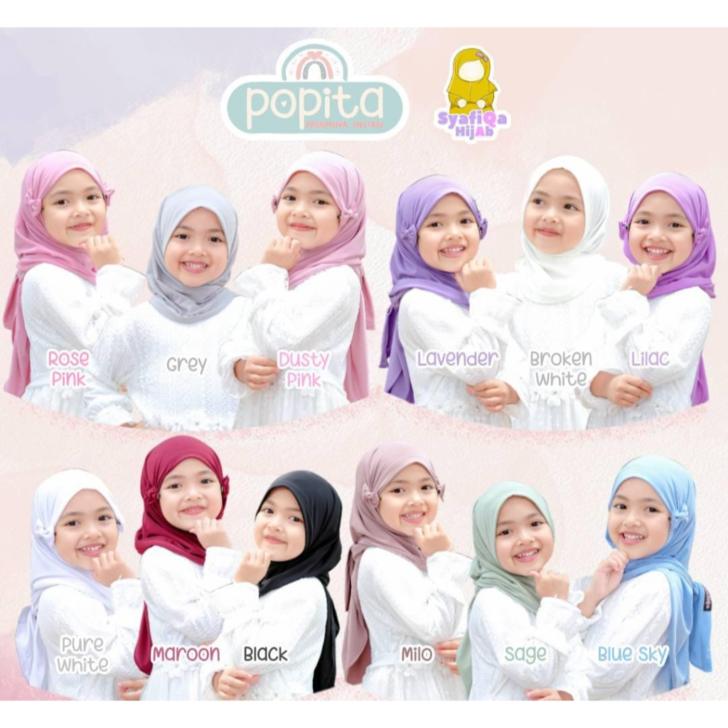 Jilbab Anak Perempuan Popita Pashmina Instan