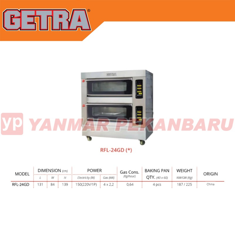 Oven Kue / Gas Baking Oven 2 Deck 4 Loyang RFL-24GD GETRA