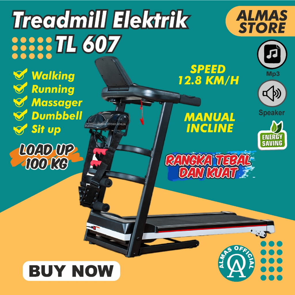 Treadmill Elektrik TL 607-TREADMILL ELEKTRIK 3 FUNGSI TL607 - Hitam Tr