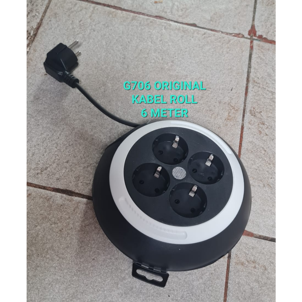 G706 STOP KONTAK SOCKET LISTRIK ROLL 6 METER ELEKTRONIK STEKER COLOKAN TERMINAL 4 LUBANG SETRUM PITI