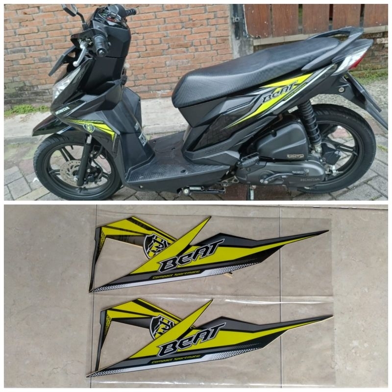 STRIPING STIKER LIS BODY MOTOR HONDA BEAT ISS 2019 HITAM ORIGINAL