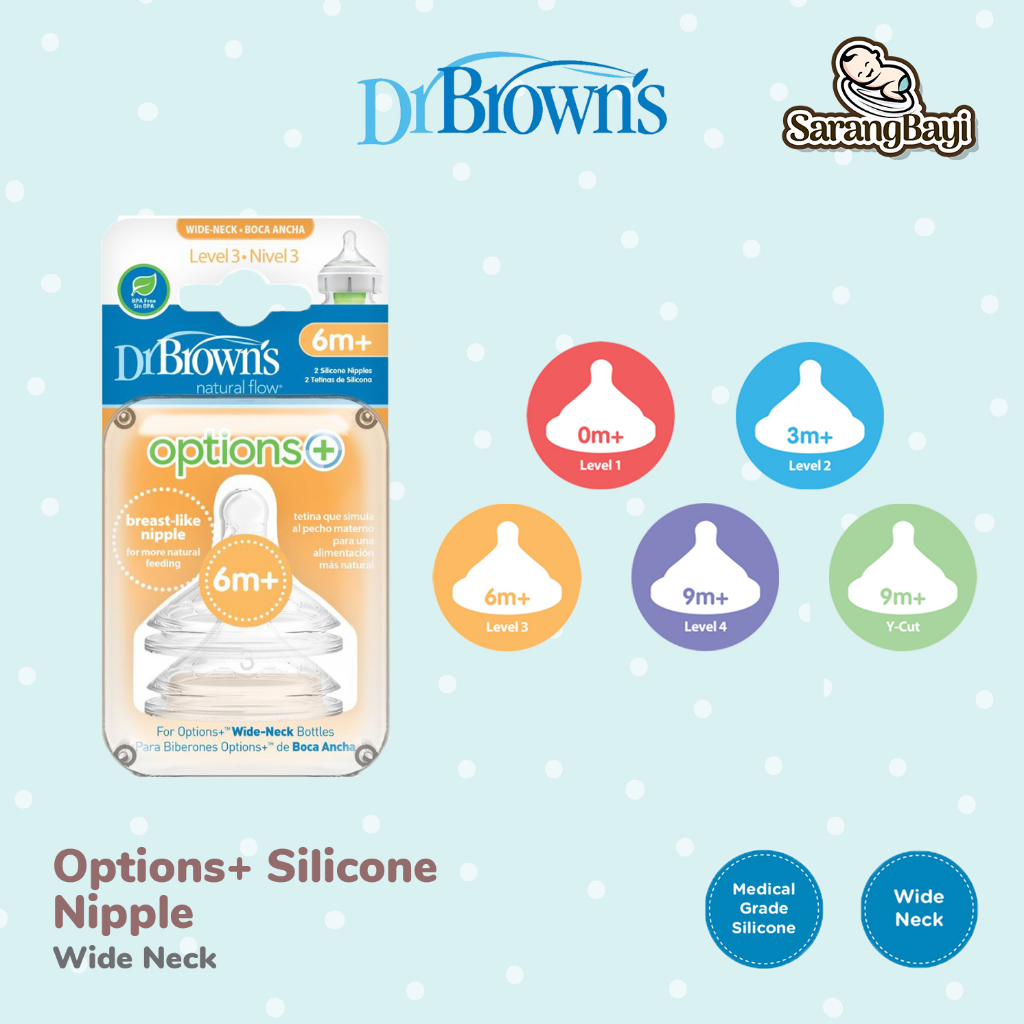 Dr Browns Silicone Wide Neck Options+ Plus Nipple  / Dot Botol Susu Bayi