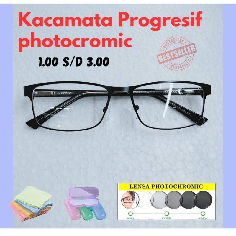 Kacamata Progresif Photocromic Pria dan Wanita Ukuran 100 s/d 3.00 Kacamata Progresif