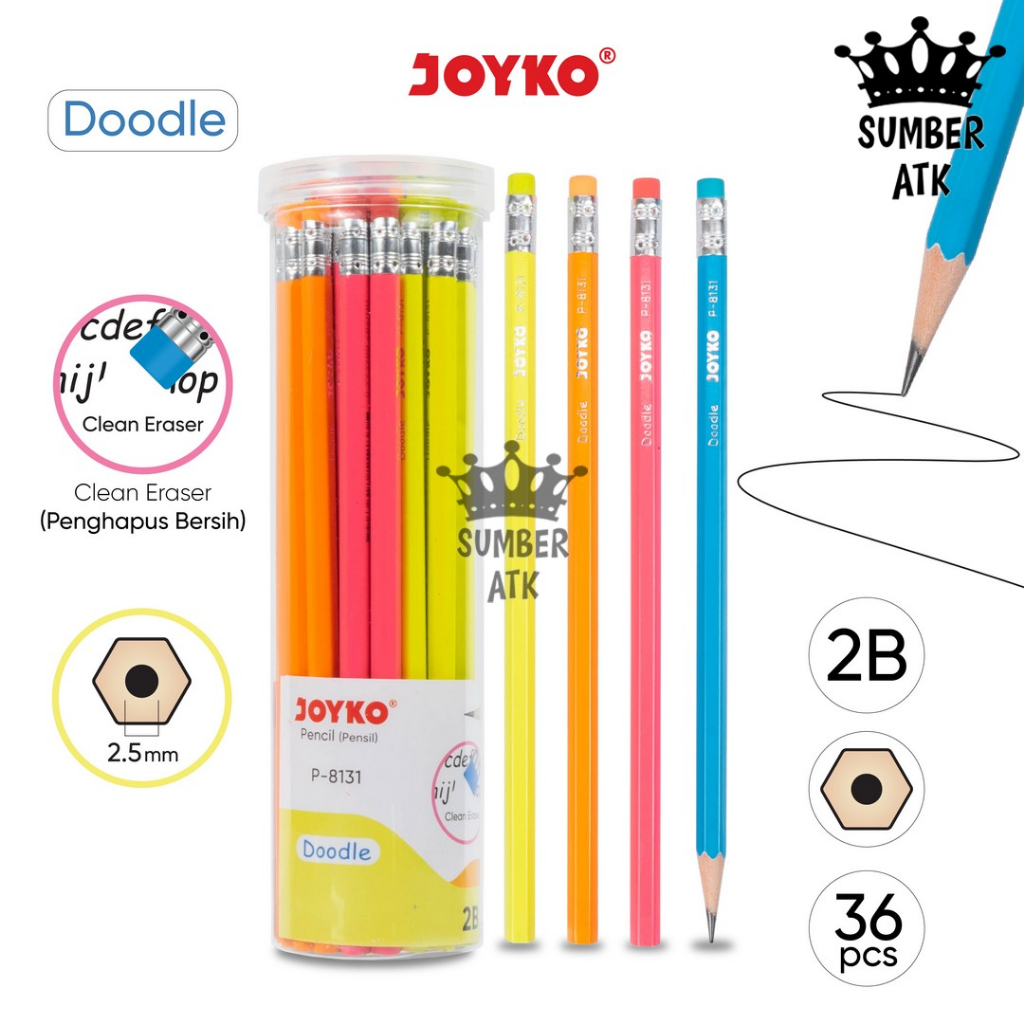 

Pencil Pensil Joyko P-8131 2B 1 Drum 36 Pcs Doodle