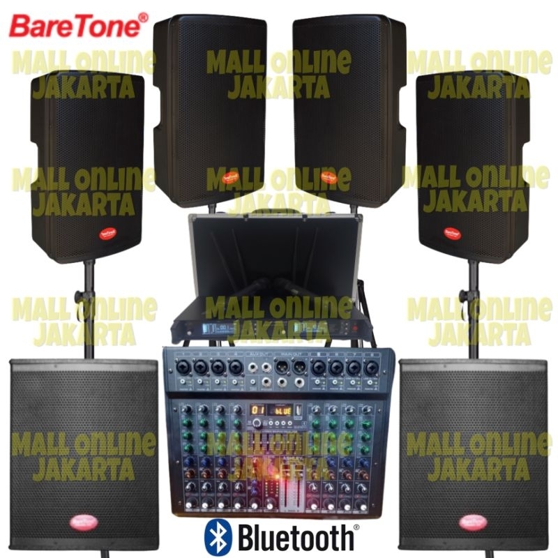 Paket Sound system Baretone 15 inch Max 15Rc 4 speaker aktif subwoofer aktiv sw15 outdoor lapangan h