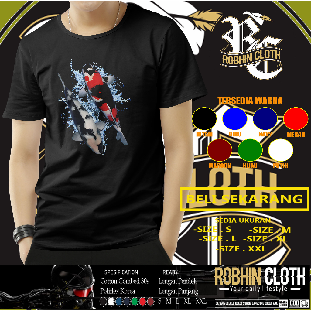 Kaos Baju Ikan Koi Swim Duo Kaos Distro