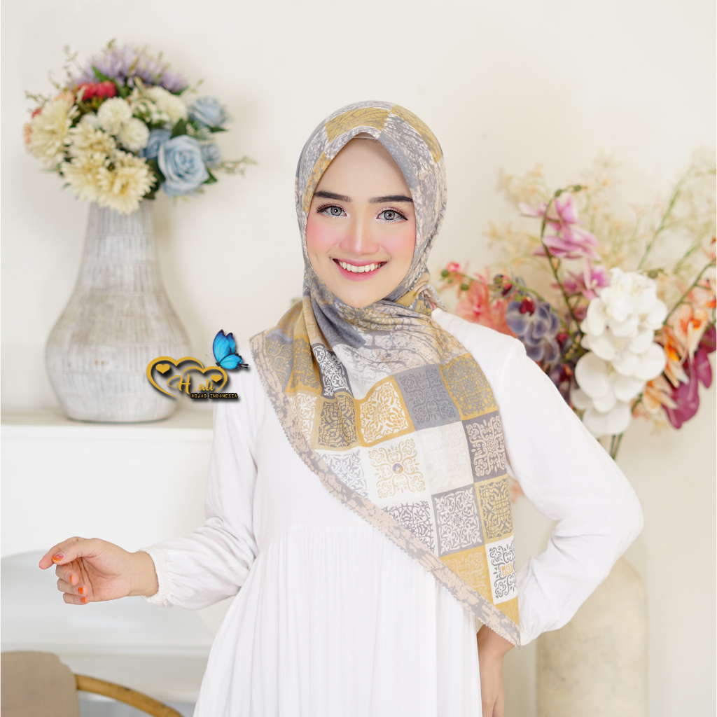 Jilbab Segi Empat Motif Terbaru  Jilbab Segi Empat Motif Voal Hijab Segi Empat Motif Lasser Cutting SH 04 series