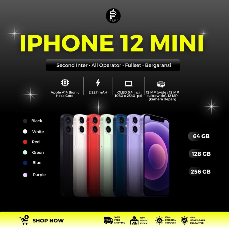IPHONE SECOND 12 MINI 64GB / 128GB / 256GB FULLSET LIKENEW