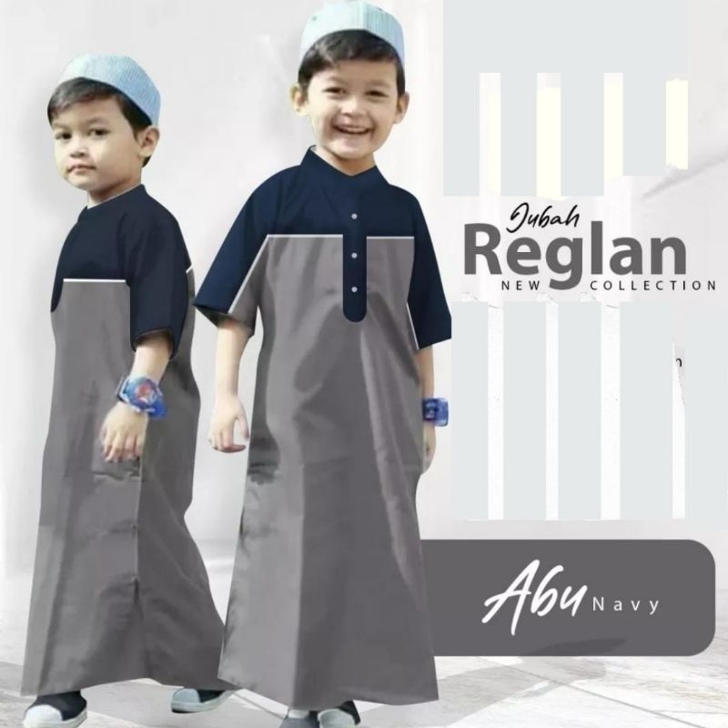 Jubah gamis polos anak kombinasi warna model Reglan from Malabis premium 2-14 tahun (bonus peci /kop