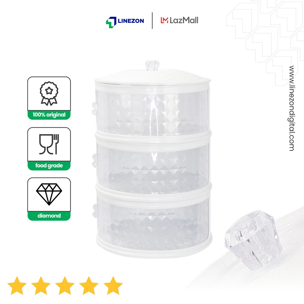 tudung saji 3 susun diamond putih/wadah saji susun /tudung saji rak susun 3 susun /rak susun diamond