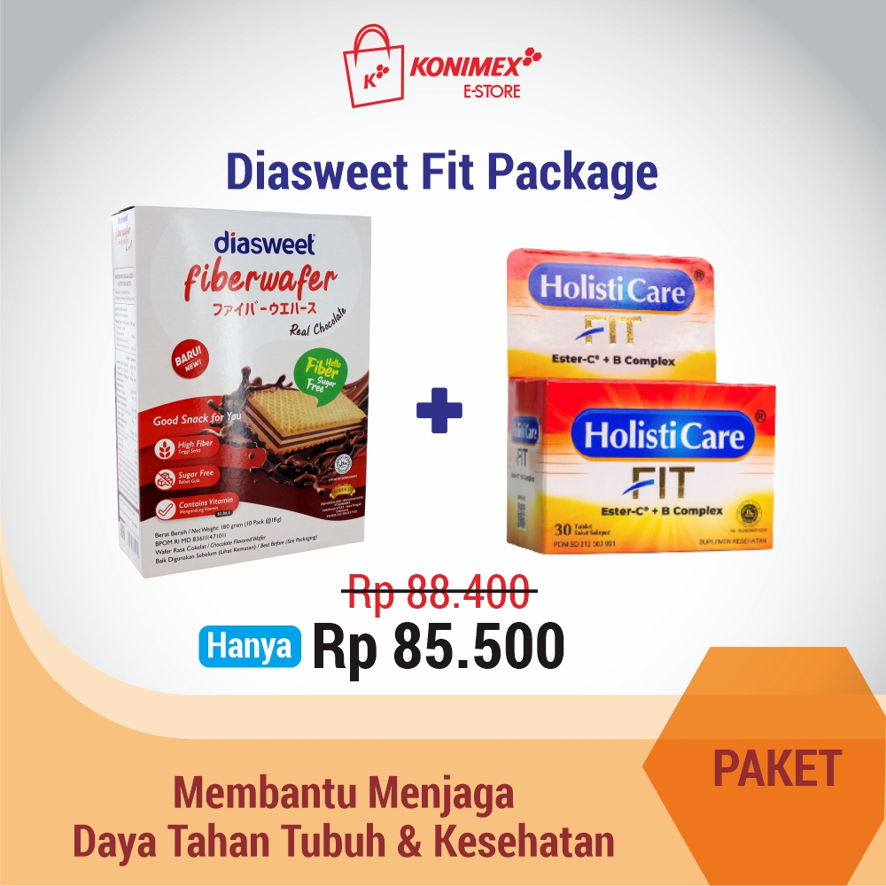 

Diasweet Fit Package - Fiberwafer Chocolate Doos + Holisticare Fit 30 tab