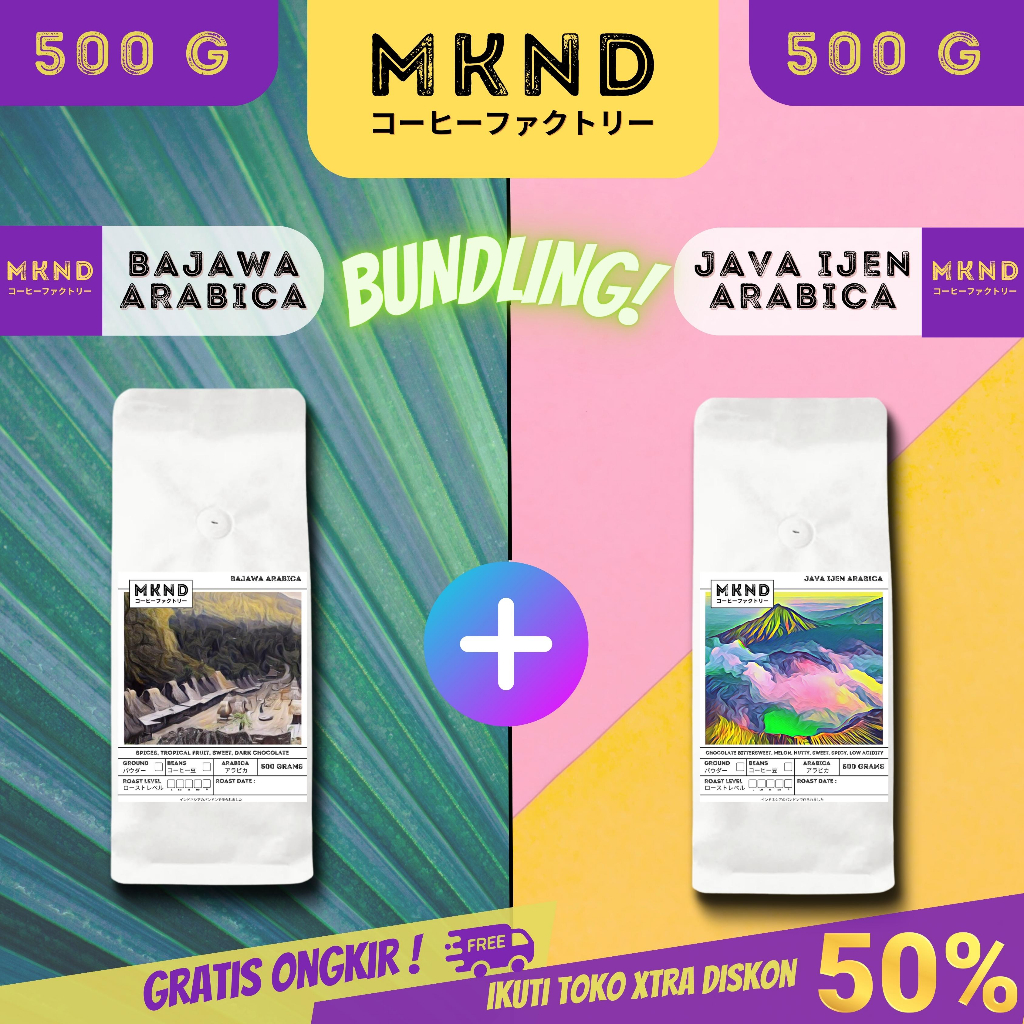 

MKND® BUNDLING HEMAT 2X500 KOPI ARABIKA FLORES BAJAWA GRADE 1 SINGLE ORIGIN + KOPI ARABIKA JAVA IJEN BLUE MOUNTAIN NATURAL GRADE 1 PROMO DISCON | BIJI BUBUK | SINGLE ORIGIN | PREMIUM COFFE | ROASTED BEANS | MANUAL BREW | COFFE ROASTERY