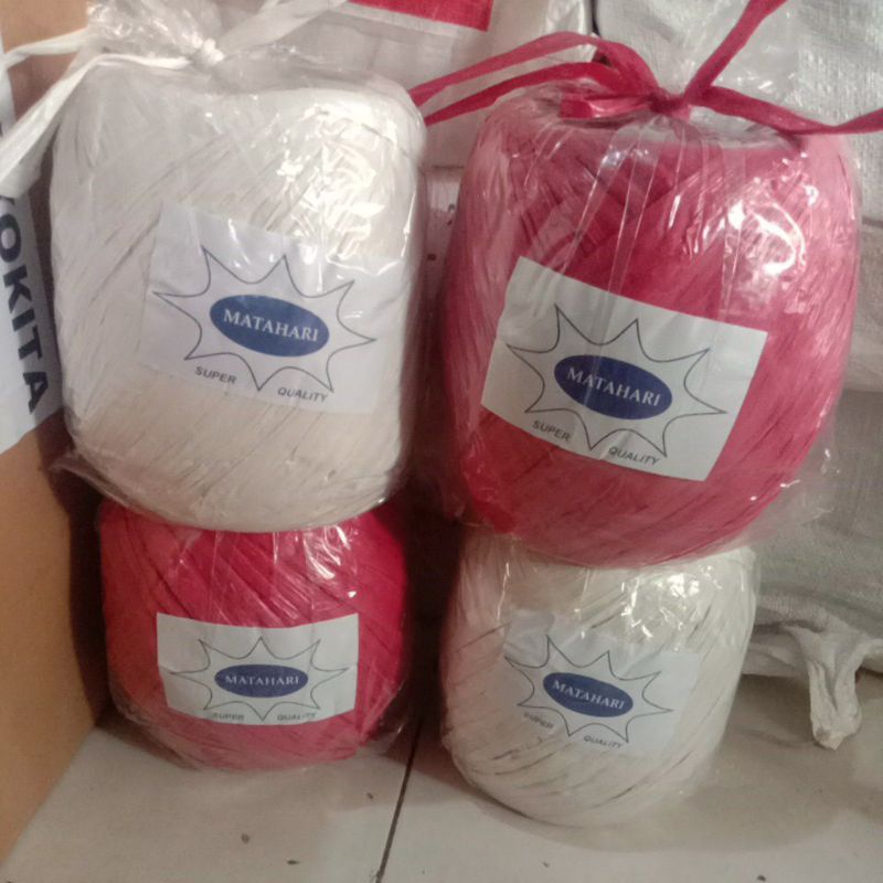 

Tali Rafia, PUTIH / MERAH, Tali Plastik Putih/Merah Warna