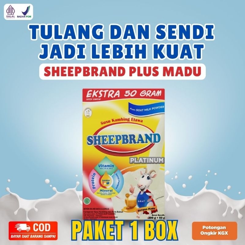 

1 BOX SHEEPBRAND SUSU KAMBING ETAWA BUBUK ORIGINAL PLUS MADU MURAH ATASI NYERI LUTUT TULANG SENDI ASAM URAT BATUK MENAHUN ASMA PARU-PARU