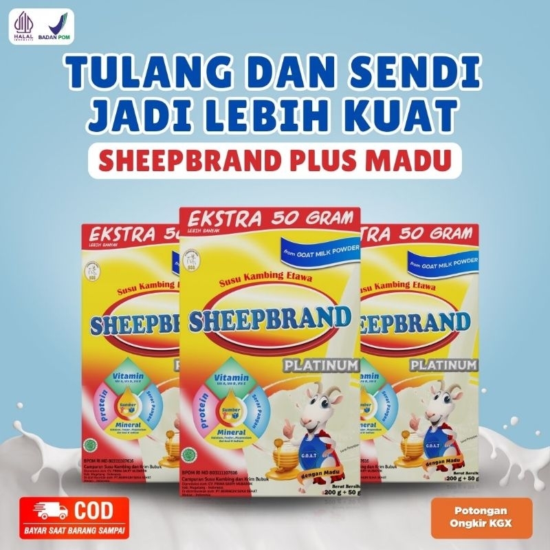 

3 BOX SHEEPBRAND SUSU KAMBING ETAWA BUBUK ORIGINAL PLUS MADU MURAH ATASI NYERI LUTUT TULANG SENDI ASAM URAT BATUK MENAHUN ASMA PARU-PARU