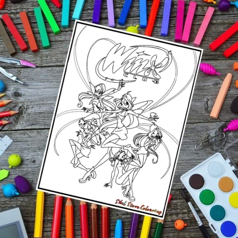 

Kertas Mewarnai Gambar Anak Tema Winx Club / Kertas Gambar (10 Lembar Gambar)