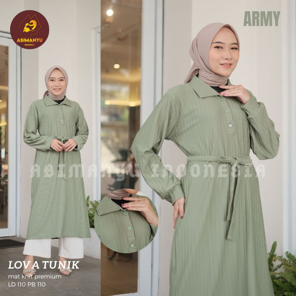 LOVA TUNIK MINI DRES BAJU MUSLIM KNIT PREMIUM