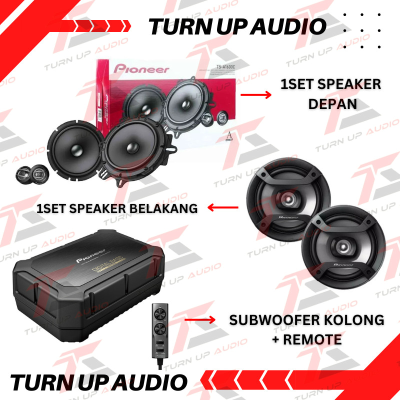 Paket Audio Mobil Full Sound System PIONEER HQ Split Coaxial Subwoofer Pioneer TS-A1600C TS-1620F TS