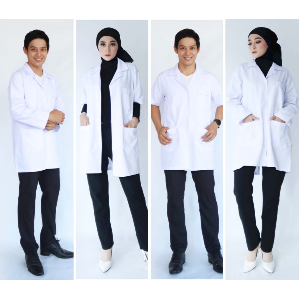 Jas Lab Laboratorium Baju Praktikum Lengan Panjang Pendek Pria Wanita