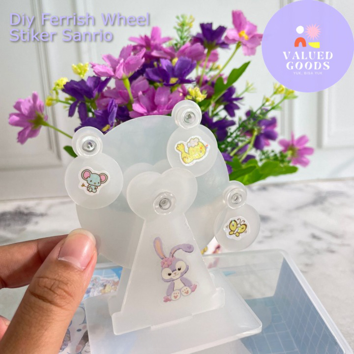DIY Pajangan Koleksi Bianglala Miniatur Stiker + Penjepit & Box Akrilik - Motif Karakter SANRIO HS 8
