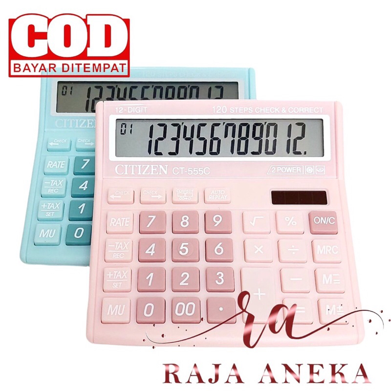 

KALKULATOR FANCY WARNA WARNI CALCULATOR CITIZEN 555N 555 N 555 C 555 COLOUR SERIES 12 DIGIT CHECK ULANG CHECK CORRECT BISA HITUNG ULANG