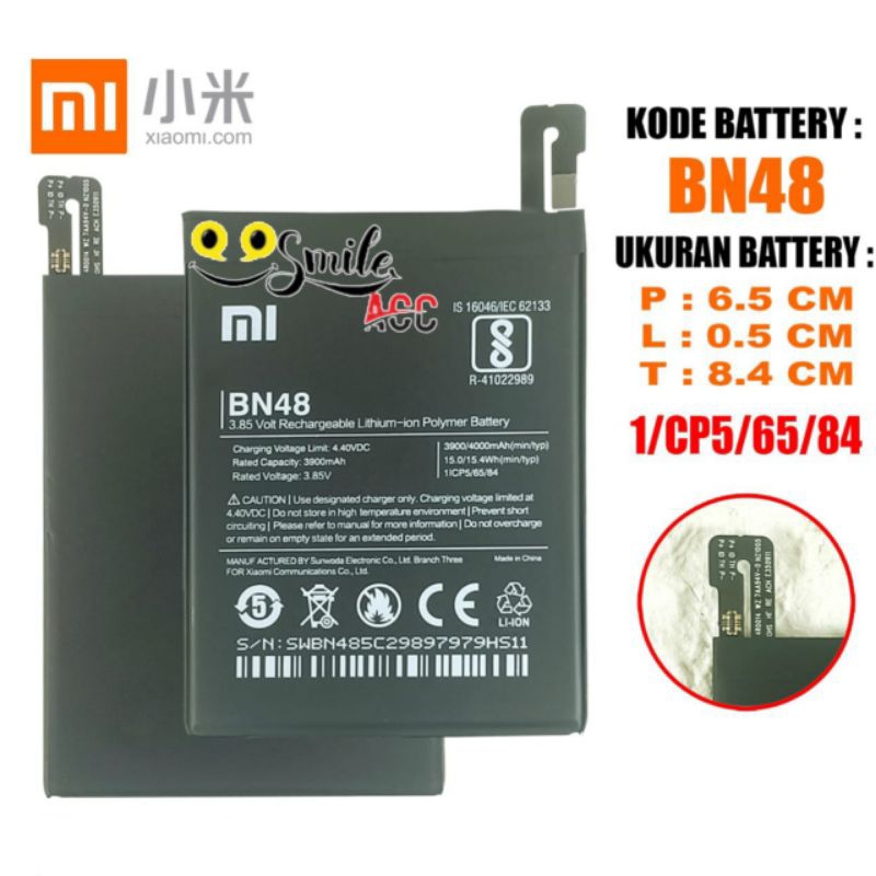 Baterai Xiaomi Redmi Note 6 Pro BN48  BN 48  Original 100