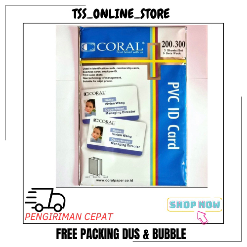

Kertas PVC Bahan ID Card Instan Coral A4 isi 5 lembar