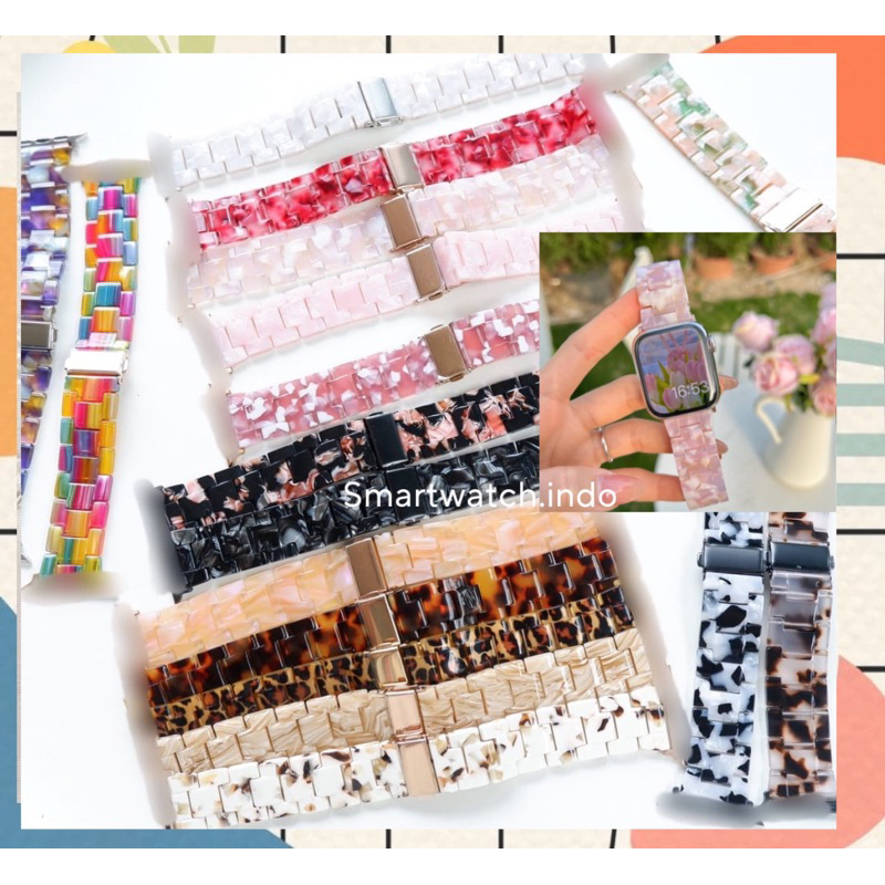 Strap untuk Aple Watch IWO HW 49 45 44 42 41 40 38mm Tali Jam Tangan Resin Ceramic Premium iWatch se