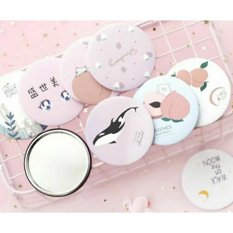 CERMIN BULAT MINI KARAKTER LUCU