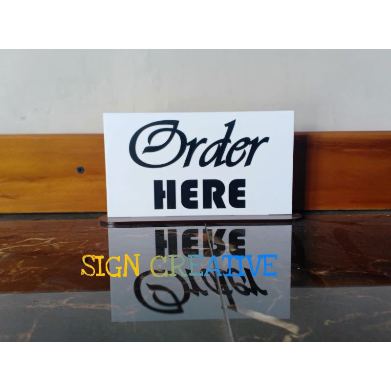 

Signage penanda order here cafe akrilik
