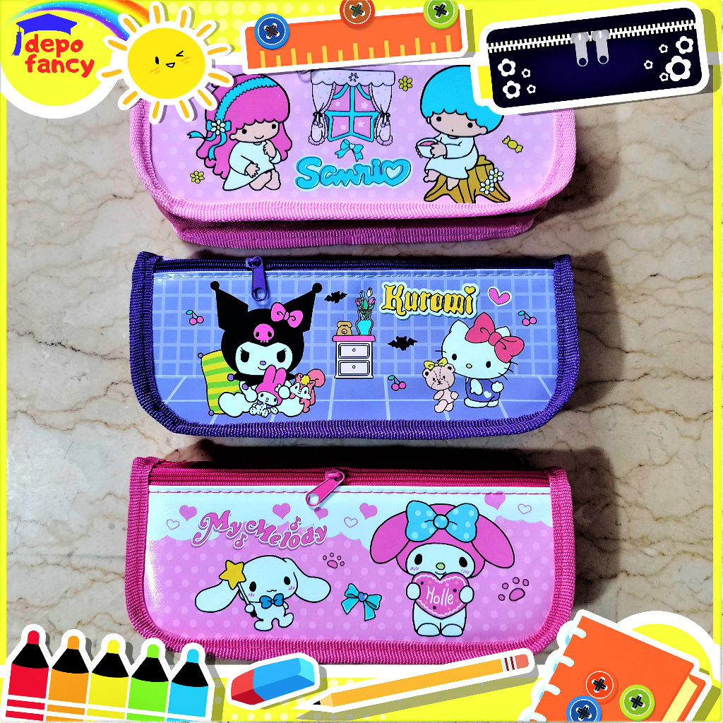 

Kotak Pensil Kain 2 Resleting 5285 My Melody / Pencil Case / Boks Pensil / Box Pen / Tepak Pensil