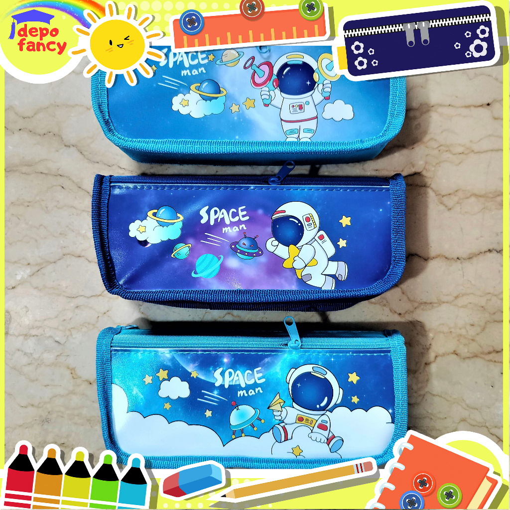 

Kotak Pensil Kain 2 Resleting 5281 Space Man / Pencil Case / Boks Pensil / Box Pen / Tepak Pensil
