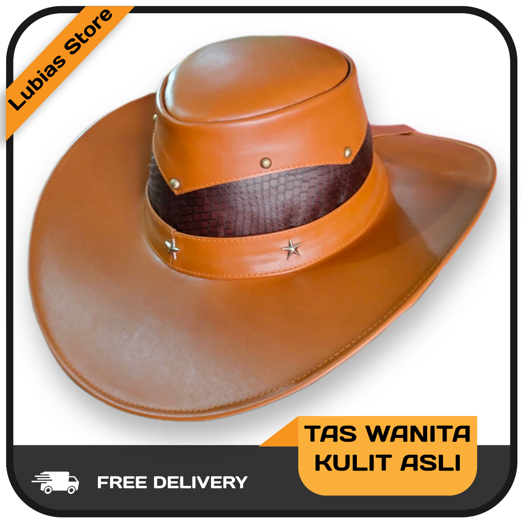 Topi Koboi Model Terbaru Kulit Asli Garut Topi Laken Pria