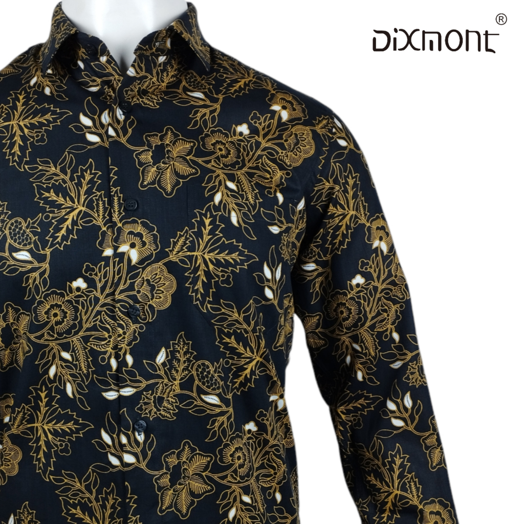 Dixmont Kemeja Batik Pria Basic Formal Lengan Panjang Hem BL02523