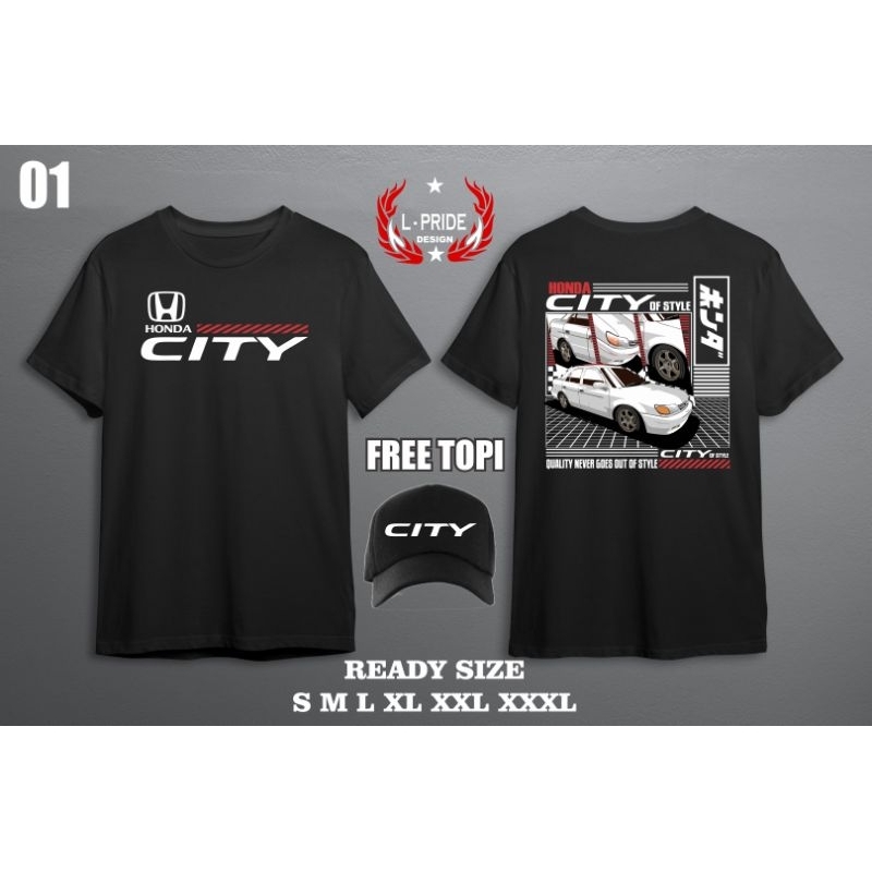 kaos Honda city gratis topi