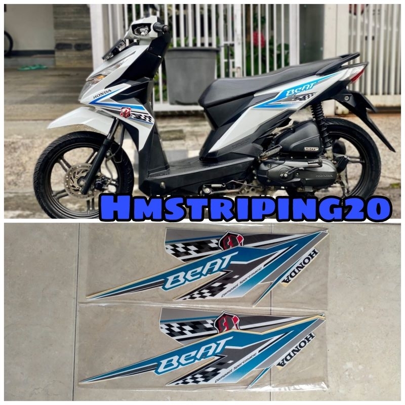 STIKER STRIPING LIS BODY HONDA BEAT FI ESP 2018 PUTIH ORIGINAL