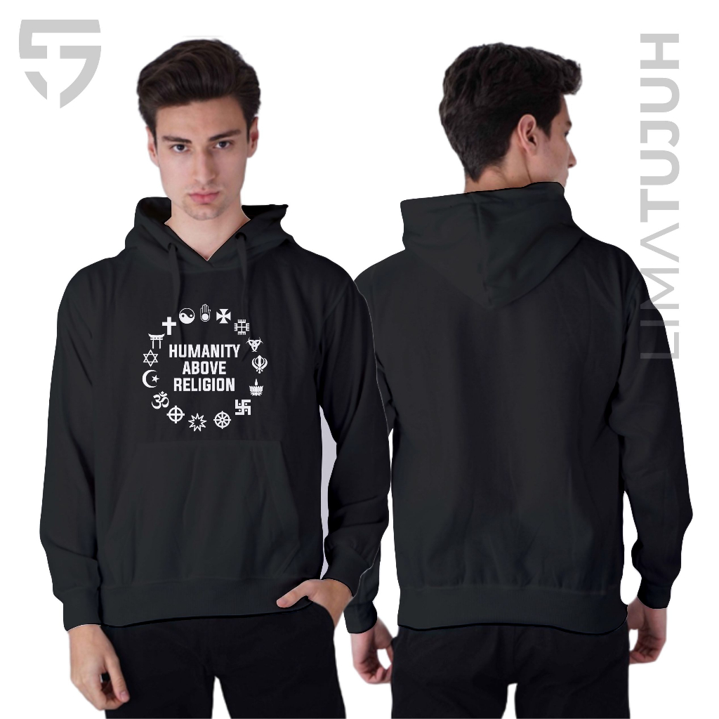 Jaket Hoodie Symbol Humanity Above Religion Bahan Premium