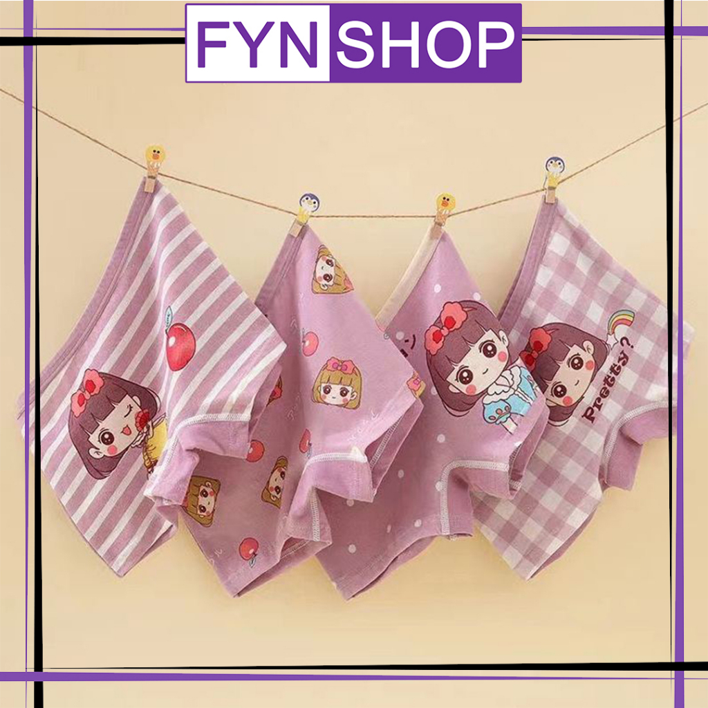 Fynshop ♛ UW88 Celana Dalam Anak Perempuan Boxer Bahan Katun Gambar Kartun Korea Lucu